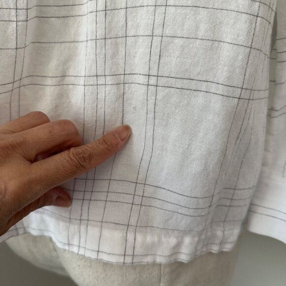 Vince Window Panel Popover Blouse Round Split Neck Linen Blend Lightweight Airy - Picture 16 of 16